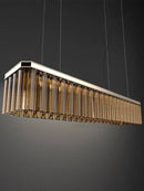 DecorBites™ Amber Glass Chandelier Rectangle Pendant Lighting for Nordic Dining Room