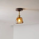 DecorBites™ Amber Glass Copper LED Ceiling Light Fixture for Modern Home Decor