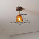 DecorBites™ Amber Glass Copper LED Ceiling Light Fixture for Modern Home Decor