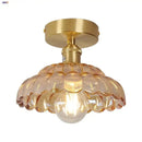 Scalloped amber glass led ceiling light for bedroom and living room