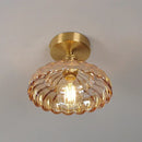 Scalloped amber glass led ceiling light for bedroom and living room