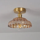 Scalloped amber glass led ceiling light for bedroom and living room
