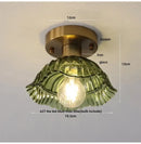 Scalloped amber glass led ceiling light for bedroom and living room
