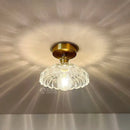 Scalloped amber glass led ceiling light for bedroom and living room
