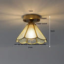Scalloped amber glass led ceiling light for bedroom and living room