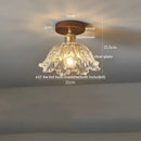 DecorBites™ Amber Glass LED Ceiling Light: Modern Aluminum Wood Kitchen Balcony Room Lamp