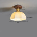DecorBites™ Amber Glass LED Ceiling Light: Modern Aluminum Wood Kitchen Balcony Room Lamp