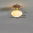 DecorBites™ Amber Glass LED Ceiling Light: Modern Aluminum Wood Kitchen Balcony Room Lamp