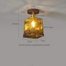 DecorBites™ Amber Glass LED Ceiling Light: Modern Aluminum Wood Kitchen Balcony Room Lamp