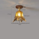 DecorBites™ Amber Glass LED Ceiling Light: Modern Aluminum Wood Kitchen Balcony Room Lamp