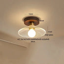 DecorBites™ Amber Glass LED Ceiling Light: Modern Aluminum Wood Kitchen Balcony Room Lamp