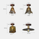 DecorBites™ Amber Glass LED Ceiling Light: Modern Aluminum Wood Kitchen Balcony Room Lamp