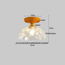 DecorBites™ Amber Glass LED Ceiling Light: Modern Aluminum Wood Kitchen Balcony Room Lamp