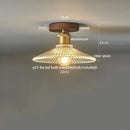 DecorBites™ Amber Glass LED Ceiling Light: Modern Aluminum Wood Kitchen Balcony Room Lamp