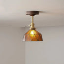 DecorBites™ Amber Glass LED Ceiling Light Modern Wood Canopy Kids Room Fixture