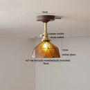 DecorBites™ Amber Glass LED Ceiling Light Modern Wood Canopy Kids Room Fixture