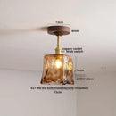 DecorBites™ Amber Glass LED Ceiling Light Modern Wood Canopy Kids Room Fixture