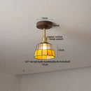 DecorBites™ Amber Glass LED Ceiling Light Modern Wood Canopy Kids Room Fixture