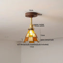 DecorBites™ Amber Glass LED Ceiling Light Modern Wood Canopy Kids Room Fixture