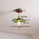 DecorBites™ Amber Glass LED Ceiling Light Modern Wood Canopy Kids Room Fixture