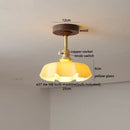 DecorBites™ Amber Glass LED Ceiling Light Modern Wood Canopy Kids Room Fixture