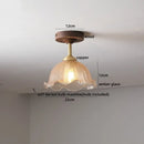 DecorBites™ Amber Glass LED Ceiling Light Modern Wood Canopy Kids Room Fixture