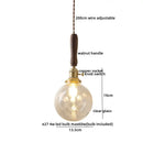 DecorBites™ Amber Glass LED Pendant Lamp, Copper Walnut Hanging Light Fixture for Home Decor