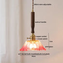 DecorBites™ Amber Glass LED Pendant Lamp, Copper Walnut Hanging Light Fixture for Home Decor