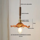DecorBites™ Amber Glass LED Pendant Lamp, Copper Walnut Hanging Light Fixture for Home Decor