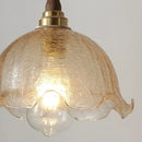 DecorBites™ Amber Glass LED Pendant Lamp, Copper Walnut Hanging Light Fixture for Home Decor