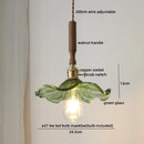 DecorBites™ Amber Glass LED Pendant Lamp, Copper Walnut Hanging Light Fixture for Home Decor