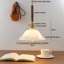 DecorBites™ Amber Glass LED Pendant Lamp, Copper Walnut Hanging Light Fixture for Home Decor