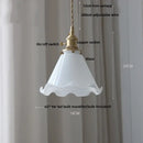 DecorBites™ Amber Glass LED Pendant Lamp Walnut Wood Copper Hanging Light
