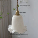 DecorBites™ Amber Glass LED Pendant Lamp Walnut Wood Copper Hanging Light