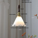 DecorBites™ Amber Glass LED Pendant Lamp Walnut Wood Copper Hanging Light
