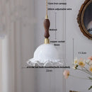 DecorBites™ Amber Glass LED Pendant Lamp Walnut Wood Copper Hanging Light