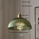 DecorBites™ Amber Glass LED Pendant Lamp Walnut Wood Copper Hanging Light