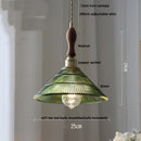 DecorBites™ Amber Glass LED Pendant Lamp Walnut Wood Copper Hanging Light