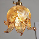 Modern flower amber glass pendant light dining room hanging fixture