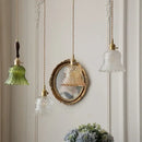 Amber glass led pendant light kitchen embossed diamond pattern