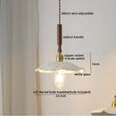 DecorBites™ Amber Glass LED Pendant Light with Walnut Handle for Dining Living Room
