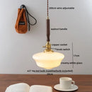DecorBites™ Amber Glass LED Pendant Light with Walnut Handle for Dining Living Room