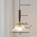 DecorBites™ Amber Glass LED Pendant Light with Walnut Handle for Dining Living Room