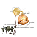 DecorBites™ Amber Glass LED Wall Lamp for Bedroom Minimalistic Copper Lighting
