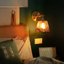 DecorBites™ Amber Glass LED Wall Lamp for Bedroom Minimalistic Copper Lighting