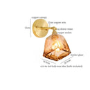 DecorBites™ Amber Glass LED Wall Lamp for Bedroom Minimalistic Copper Lighting