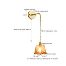DecorBites™ Amber Glass LED Wall Lamp for Bedroom Minimalistic Copper Lighting