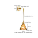 DecorBites™ Amber Glass LED Wall Lamp for Bedroom Minimalistic Copper Lighting