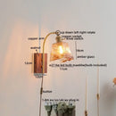 Antique brass and amber glass wall lamp bedroom sconce