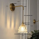 DecorBites™ Amber Glass LED Wall Light Pull Chain Switch Modern Flower Sconce